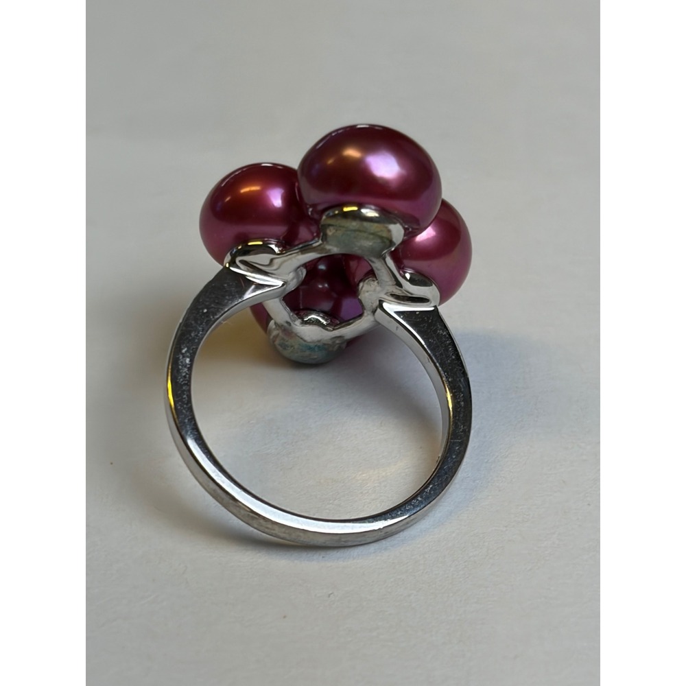 Honora Pearl Cluster Ring Size 7 Red Pink Sterling Silver 925 Statement Cocktail - Picture 10 of 10
